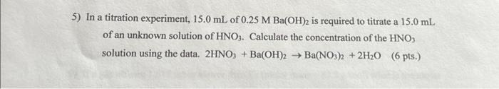 in a titration experiment 12.5 ml of 0.500