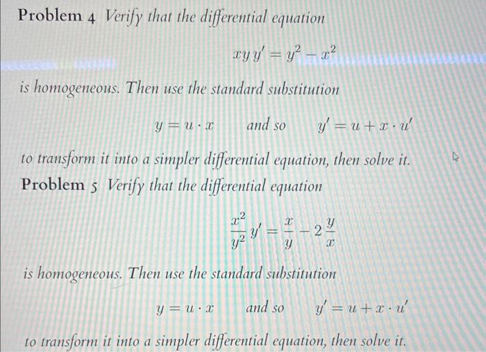 Solved Problem 4 Verify that the differential equation | Chegg.com