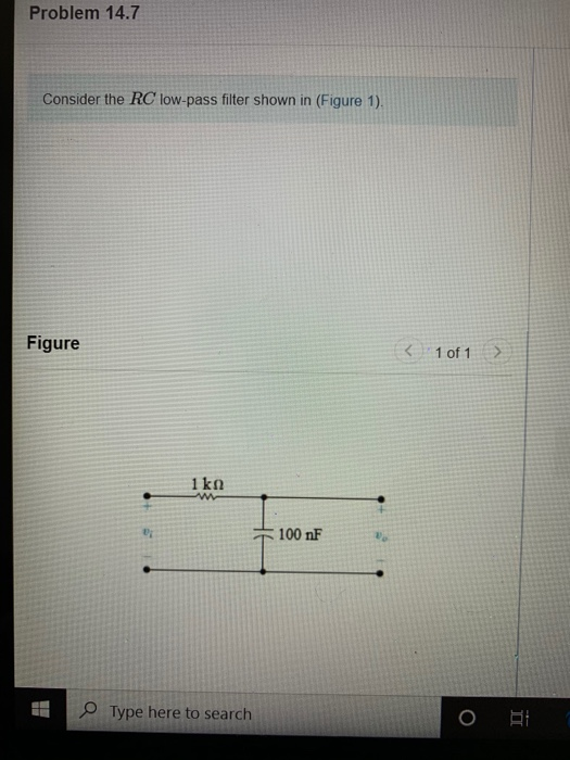 Solved Problem 14.7 Consider the RC low-pass filter shown in | Chegg.com