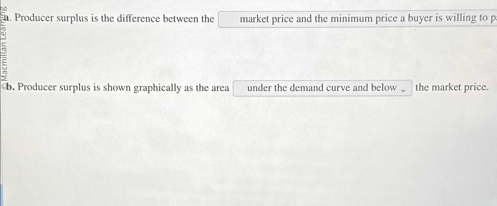 Solved f. ﻿Producer surplus is the difference between the | Chegg.com