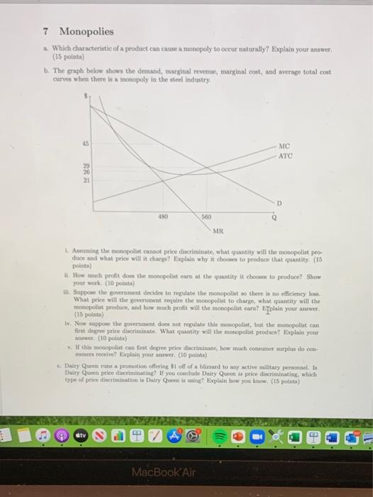 Solved 7 Monopolies Which characteristic of a product can