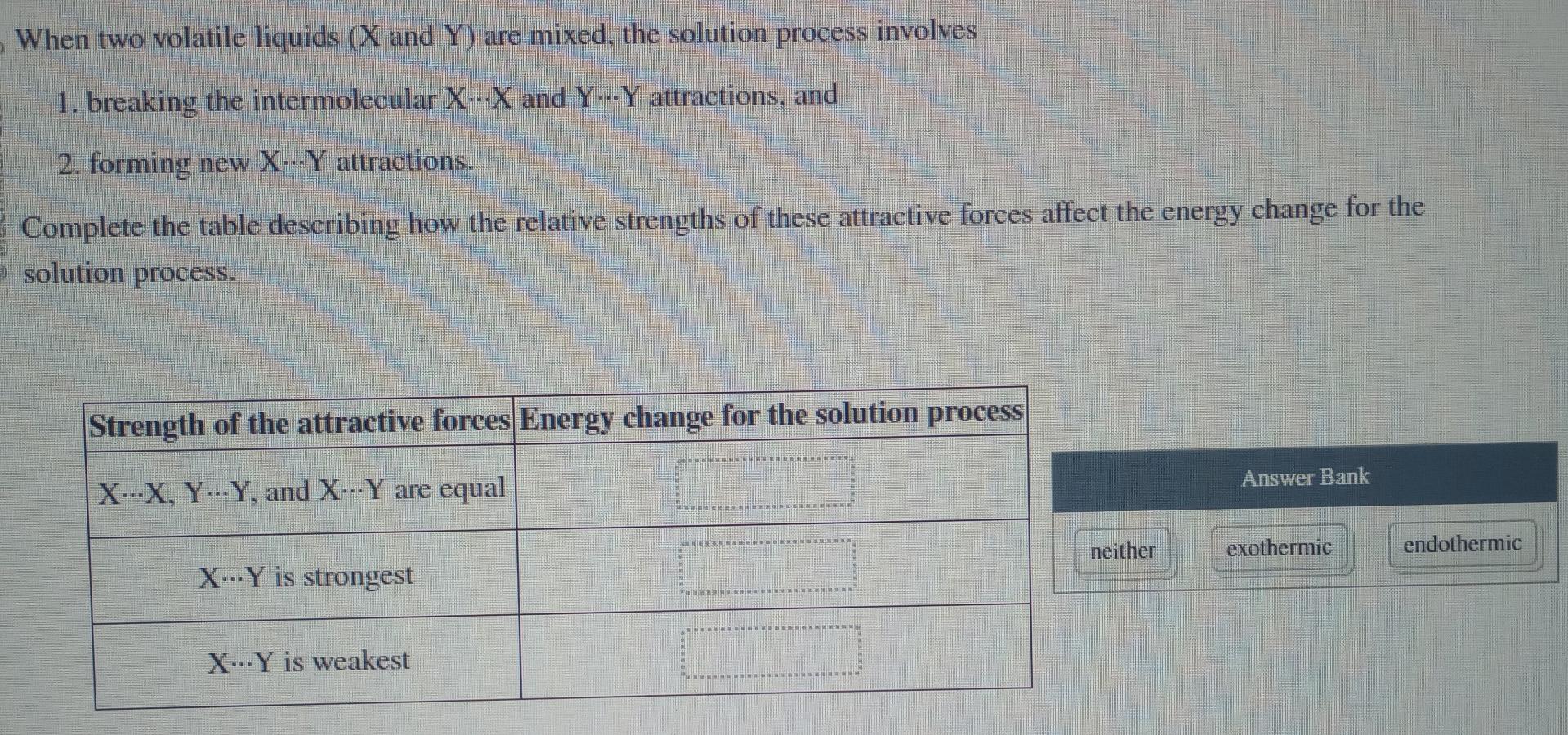 Solved When two volatile liquids ( X and Y ) are mixed, the