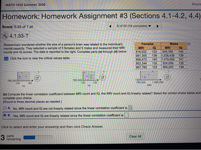 Solved MATH 1410 Summer 2020 Blayke Homework: Homework | Chegg.com