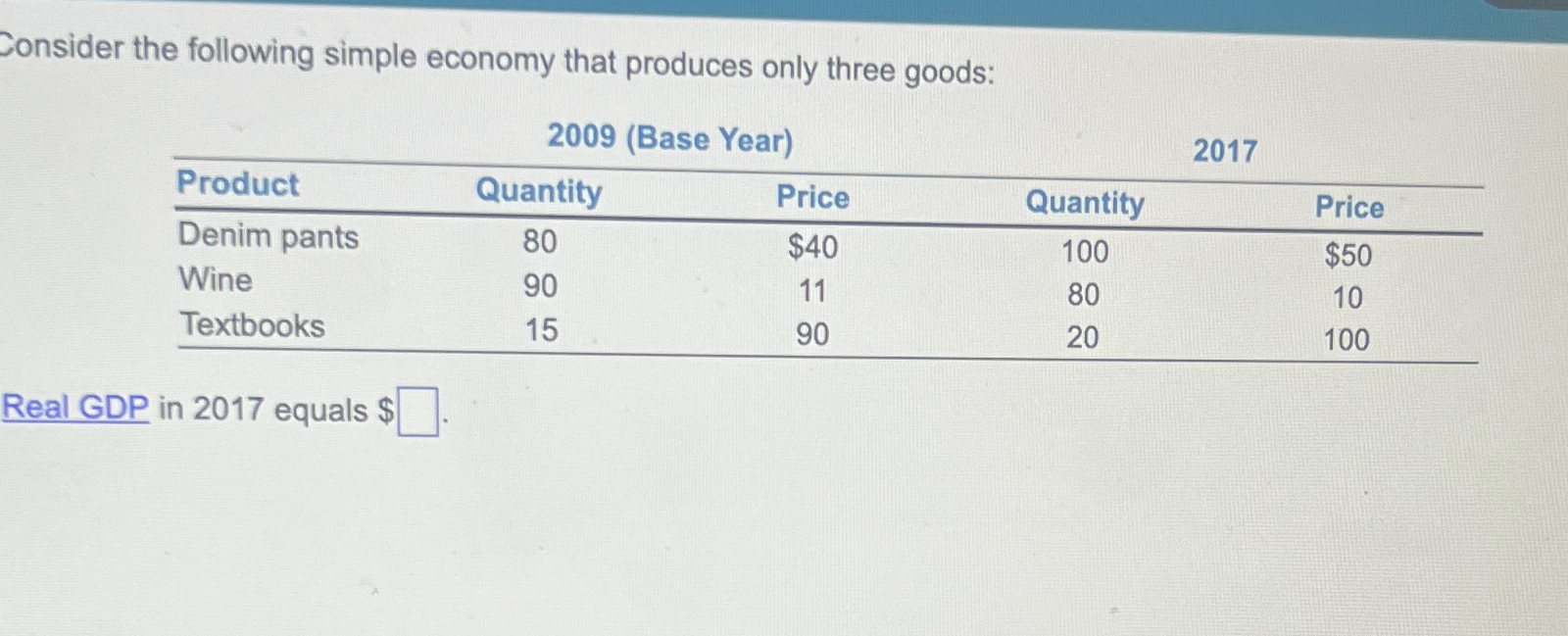 Consider The Following Simple Economy That Produces Only Three Goodsnull