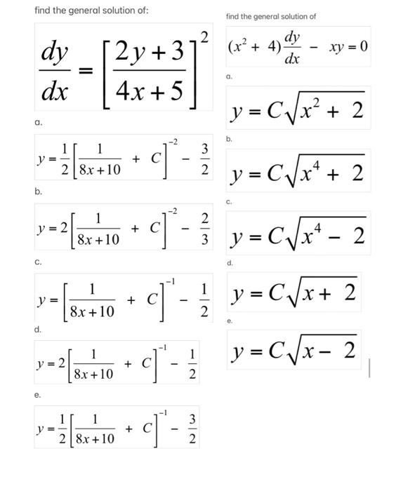 Solved Find The General Solution Of: Find The General | Chegg.com