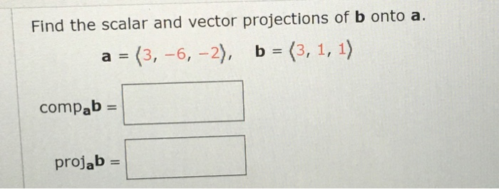Solved Find the scalar and vector projections of b onto a. a | Chegg.com