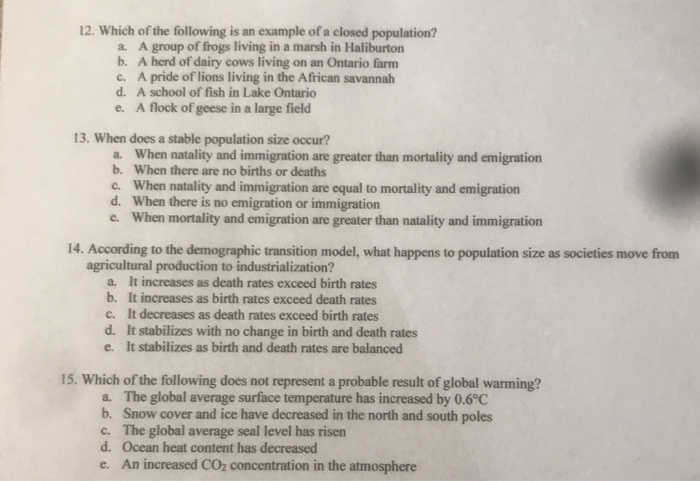 Solved 12. Which of the following is an example of a closed | Chegg.com