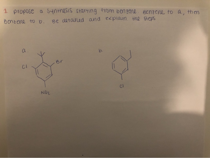 Solved 1 Propose A Synthesis Starting From Benzene. Benzene | Chegg.com