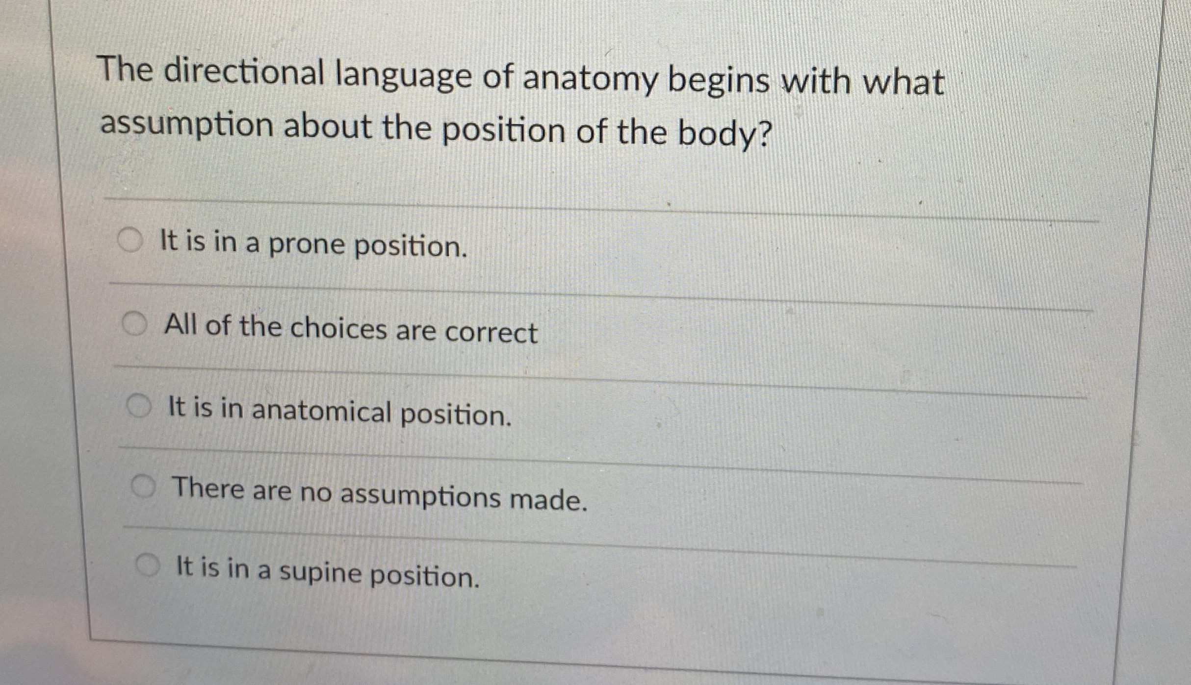 Solved The directional language of anatomy begins with what | Chegg.com