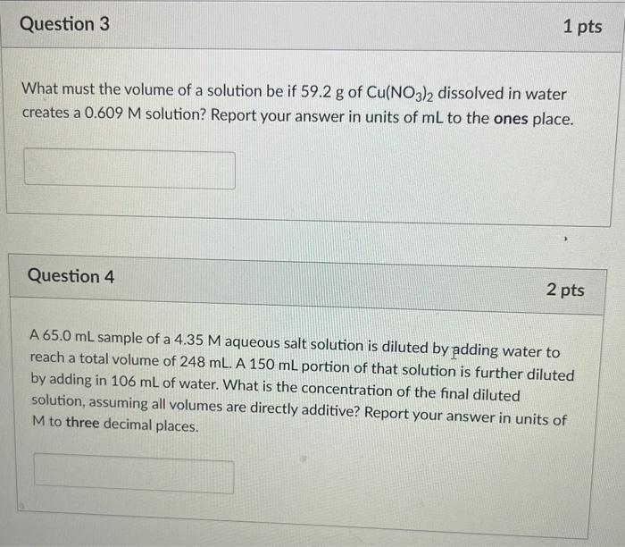 Solved What Must The Volume Of A Solution Be If 59.2 G Of | Chegg.com