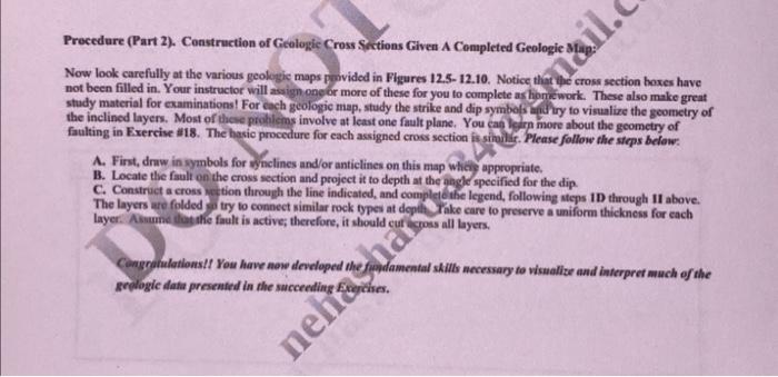Precedure (Part 2). Construction of Geologic Cross | Chegg.com