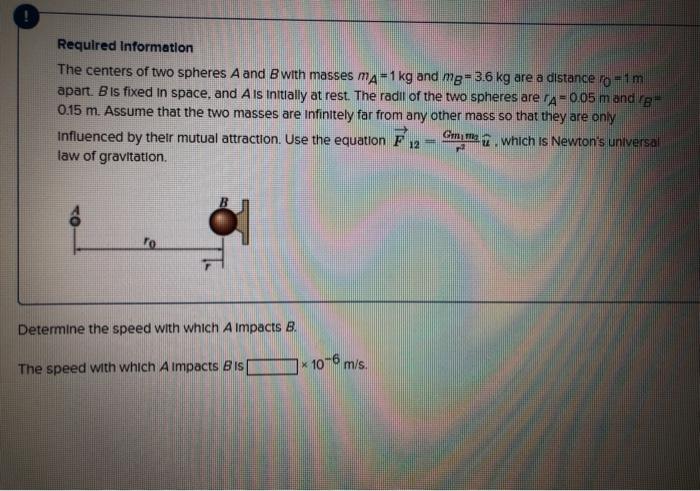 Solved Required Information The centers of two spheres A and