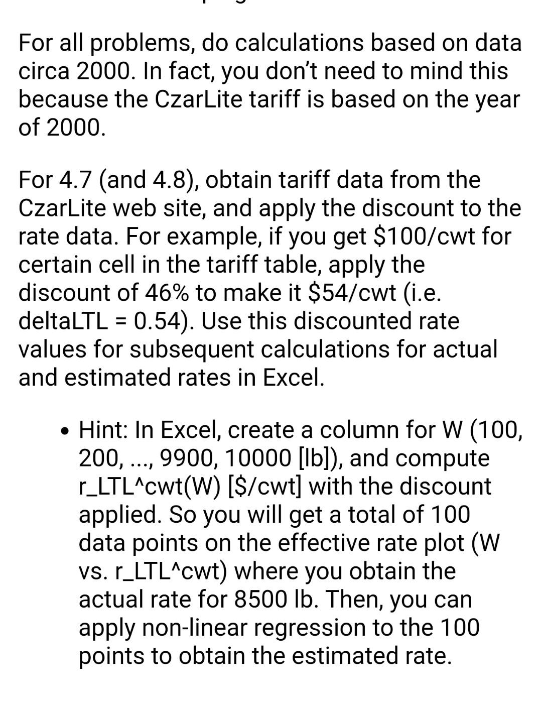 Solved 4.6 Given the LTL rate tariff in Table 4.10 , compute | Chegg.com