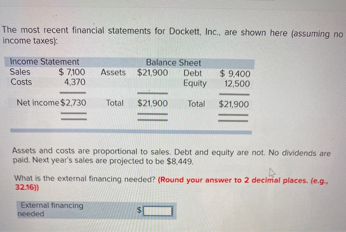 solved-the-most-recent-financial-statements-for-dockett-chegg