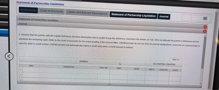 Statement of Partnership Liqualation.
intivelients
Chart of Accounts
Labels and Amount Descriptions
Statement of Partnership 