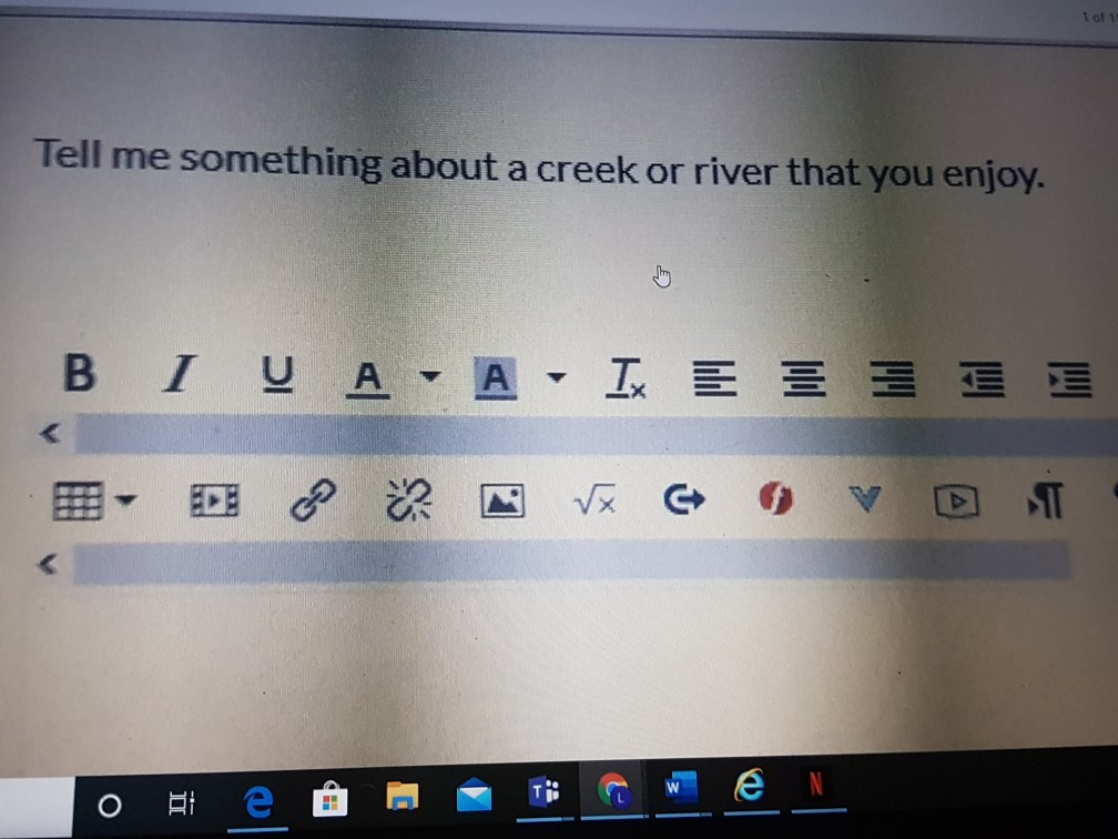 Solved Tof Tell Me Something About A Creek Or River That Chegg Com