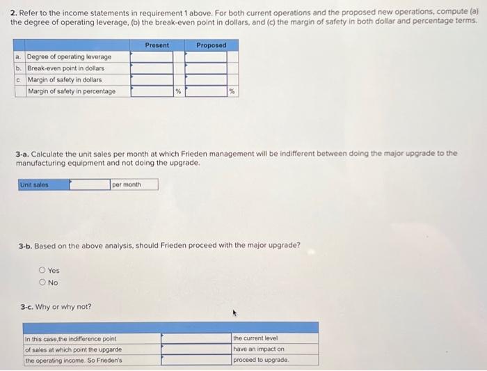 Solved 2. Refer To The Income Statements In Requirement 1 | Chegg.com