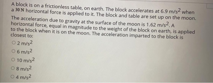 A Block Is On A Frictionless Table On Earth