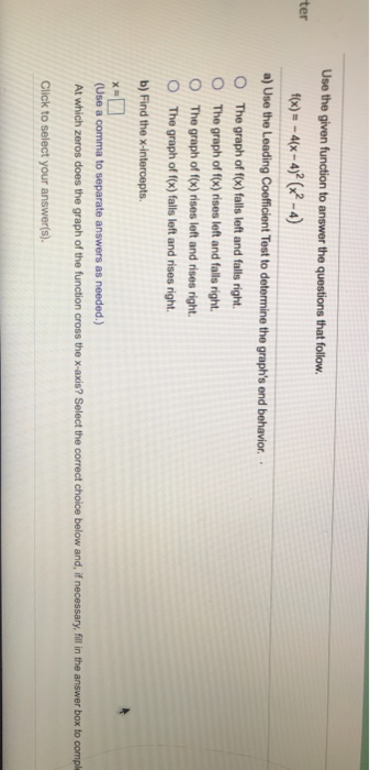Solved ter Use the given function to answer the questions | Chegg.com