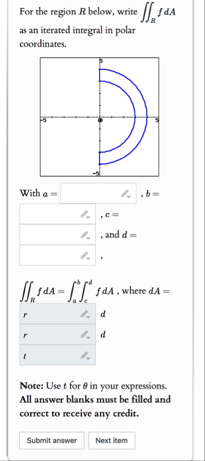 Solved For the region R ﻿below, write ∬RfdA as an iterated | Chegg.com