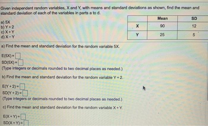 Solved Given Independent Random Variables X And Y With 9452