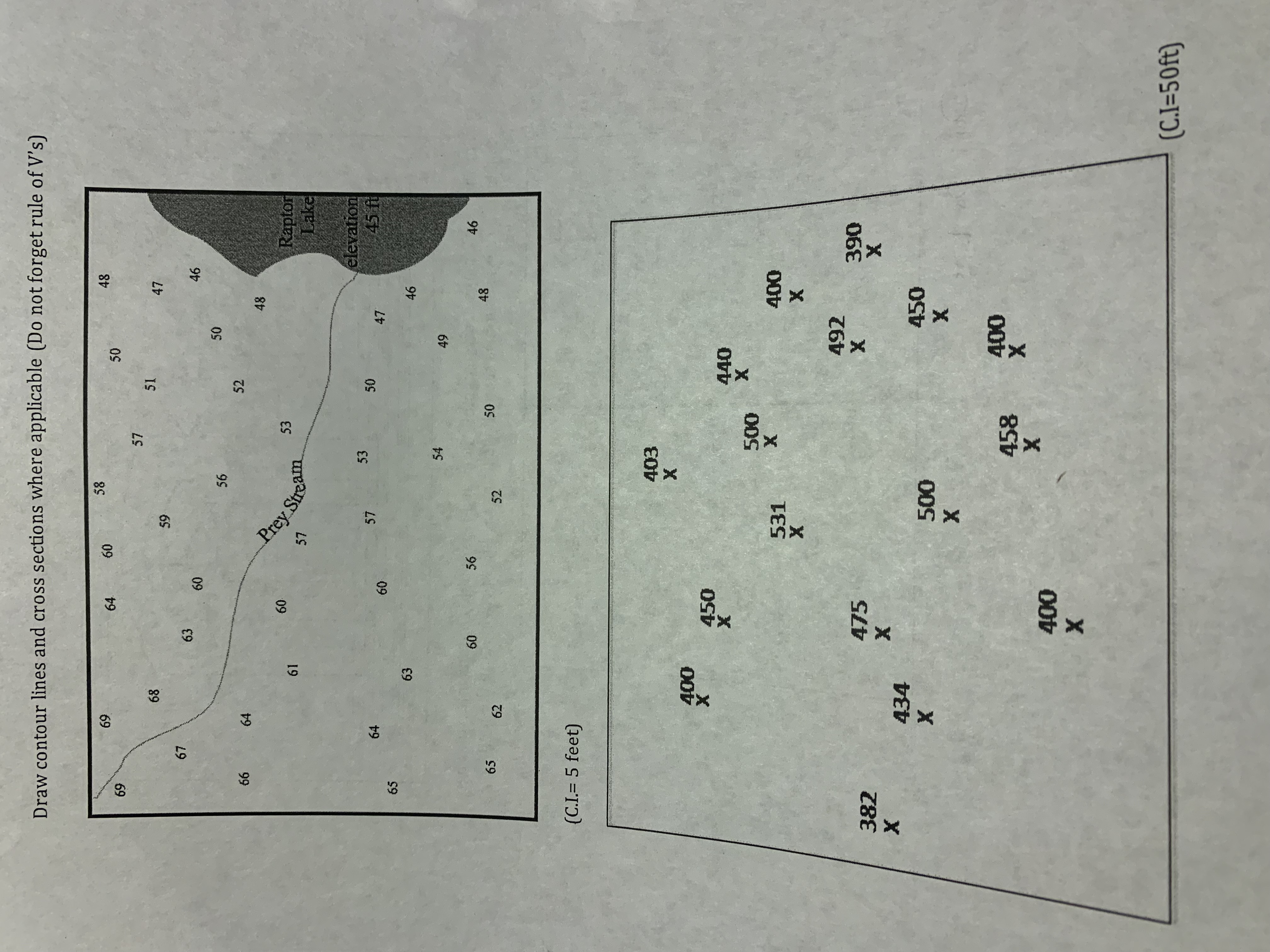 Cross Section Using Contour Line Solved Draw contour lines and cross sections where | Chegg.com
