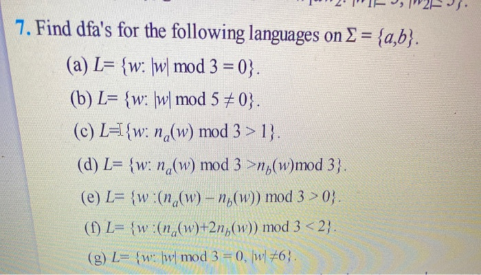 Solved 5 Give Dfa S For The Languages A L Ab Wb2 We Chegg Com
