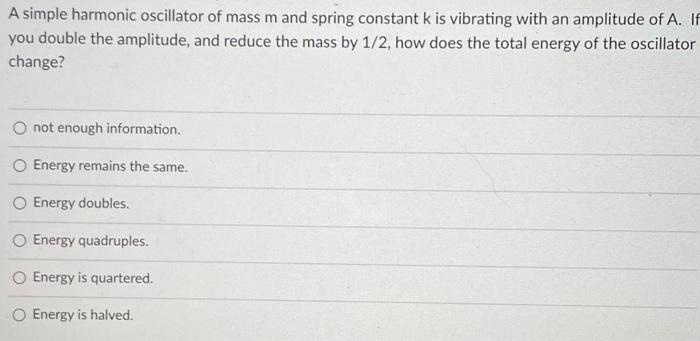 Solved A simple harmonic oscillator of mass m and spring | Chegg.com