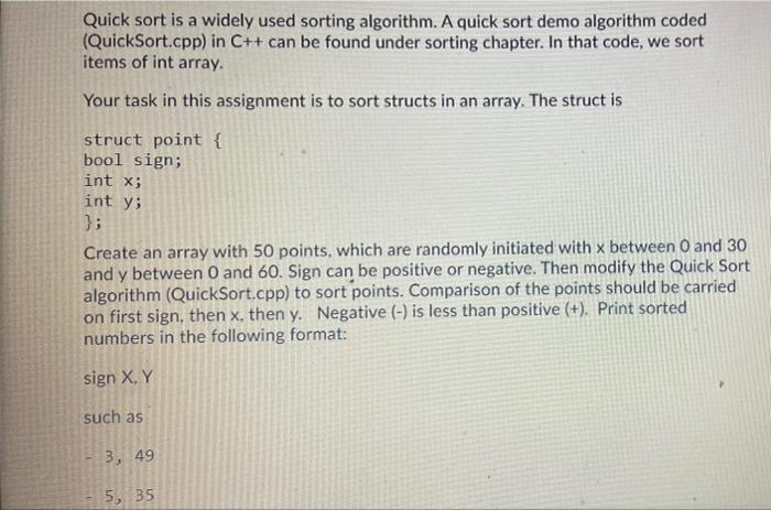 Solved Quick sort is a widely used sorting algorithm. A | Chegg.com