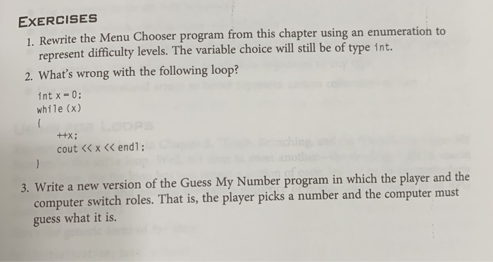 Solved EXERCISES 1. Rewrite the Menu Chooser program from | Chegg.com