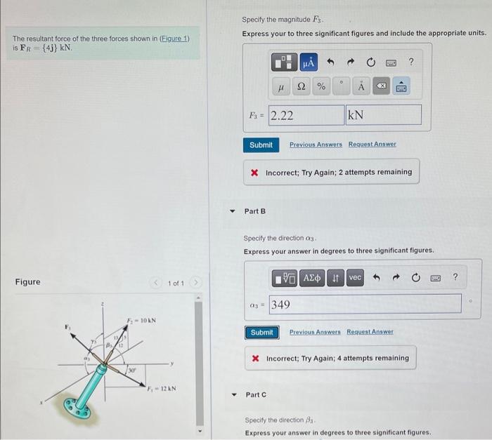 Solved Specify The Magnitude F3 The Resultant Force Of The