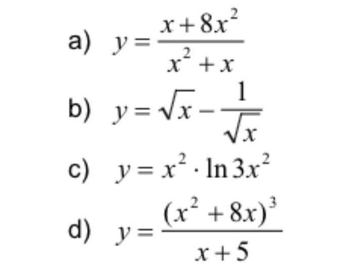 Solved A Y X2 Xx 8x2 B Y X−x1 C Y X2⋅ln3x2 D