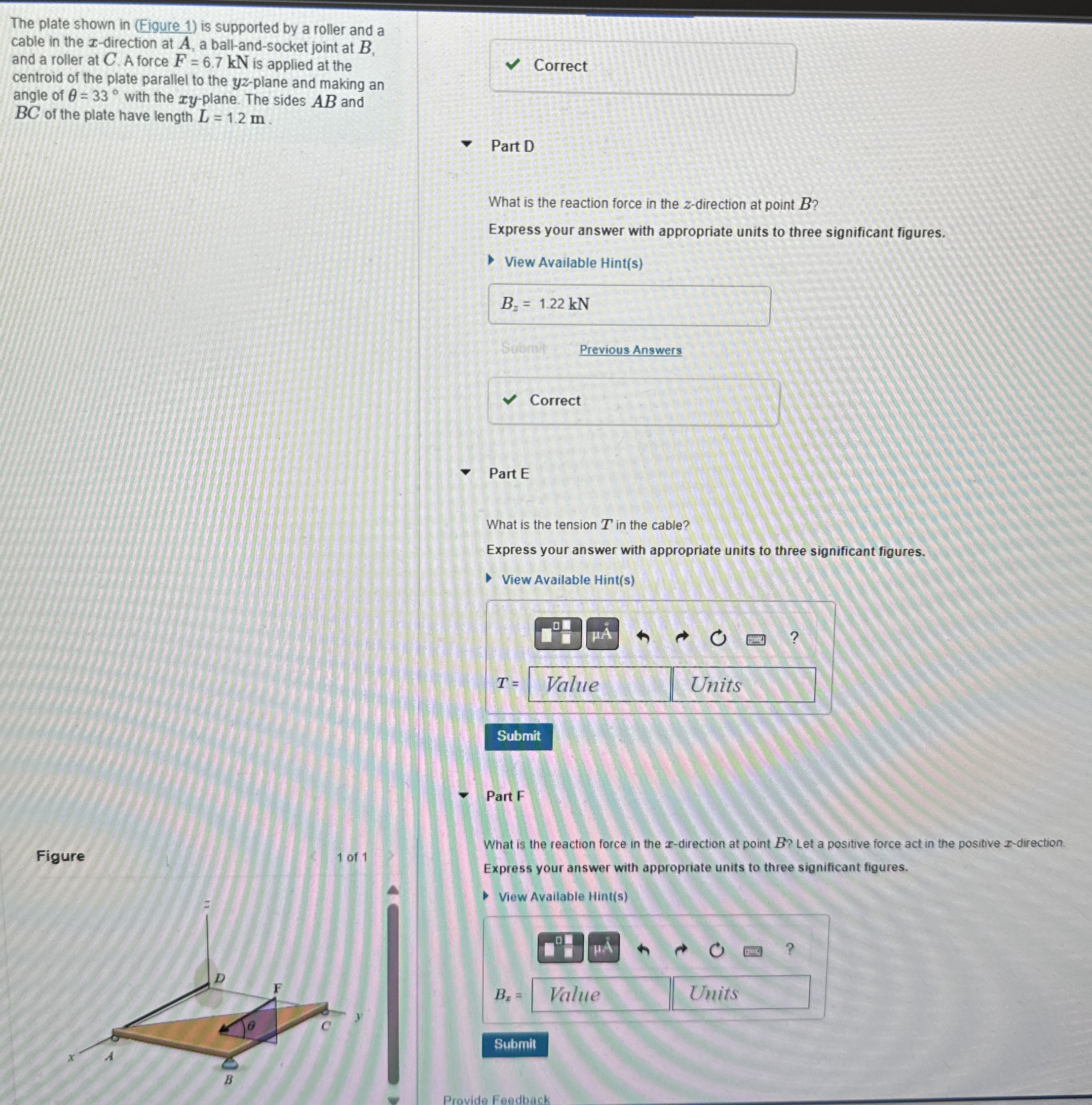 Solved The plate shown in (Figure 1) ﻿is supported by a | Chegg.com