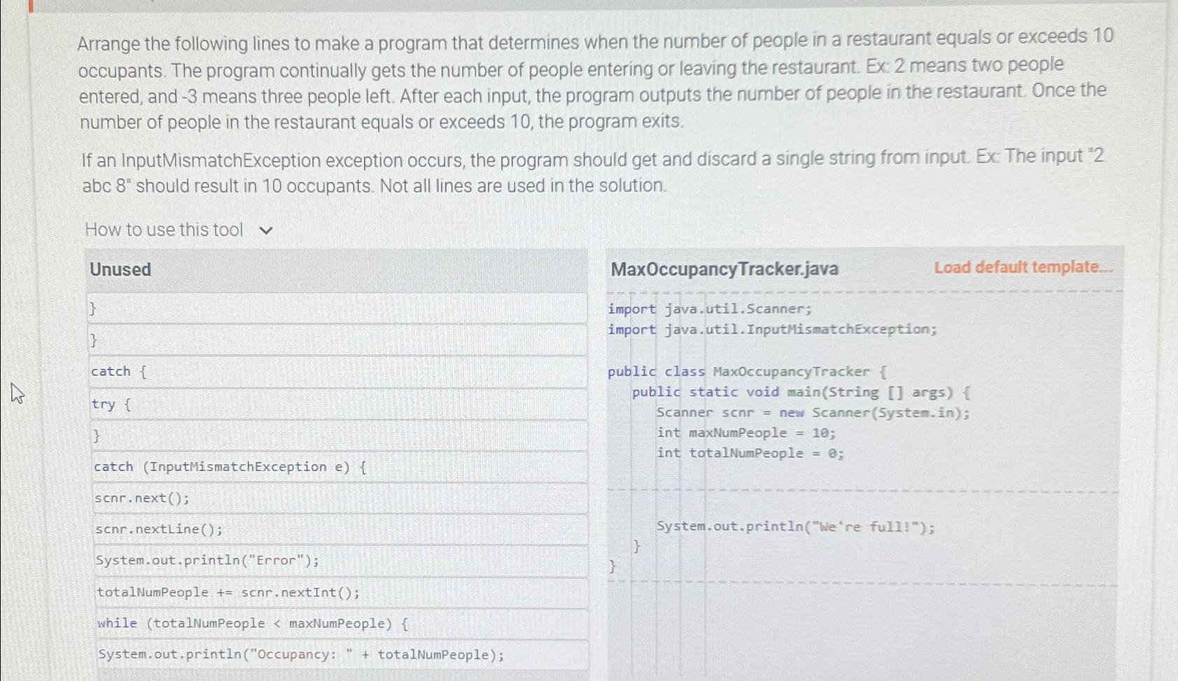 Solved Arrange the following lines to make a program that | Chegg.com