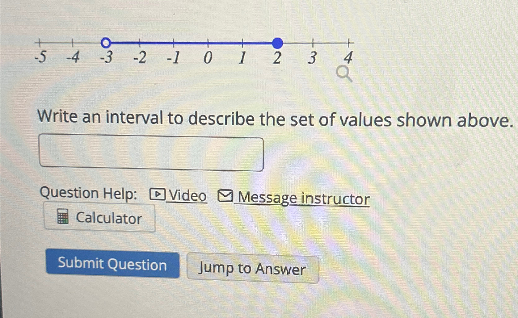 Solved Write an interval to describe the set of values shown | Chegg.com