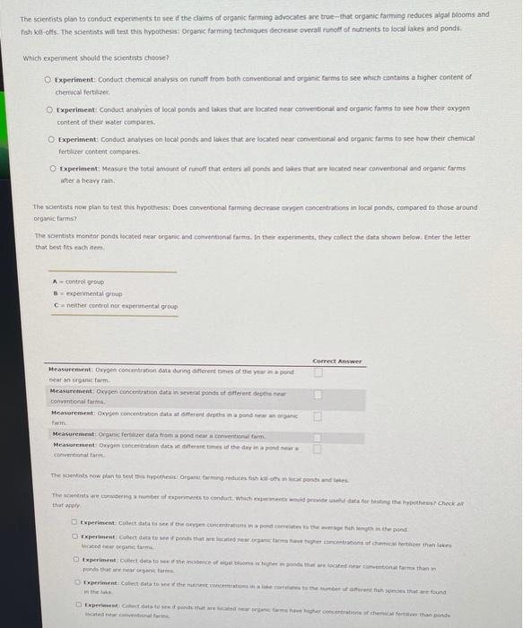 Solved The scientists plan to conduct experiments to see if | Chegg.com