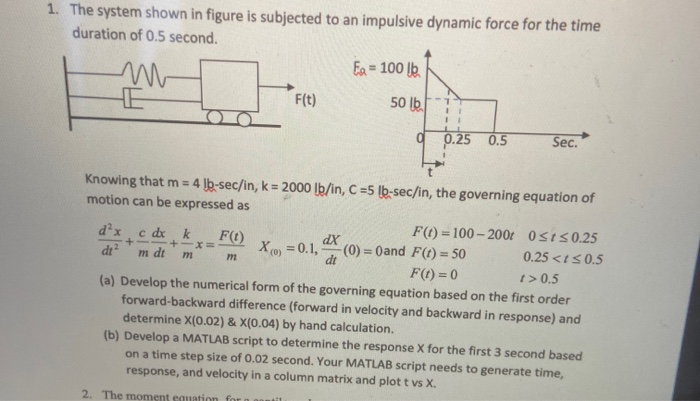 Solved 1. The system shown in figure is subjected to an | Chegg.com