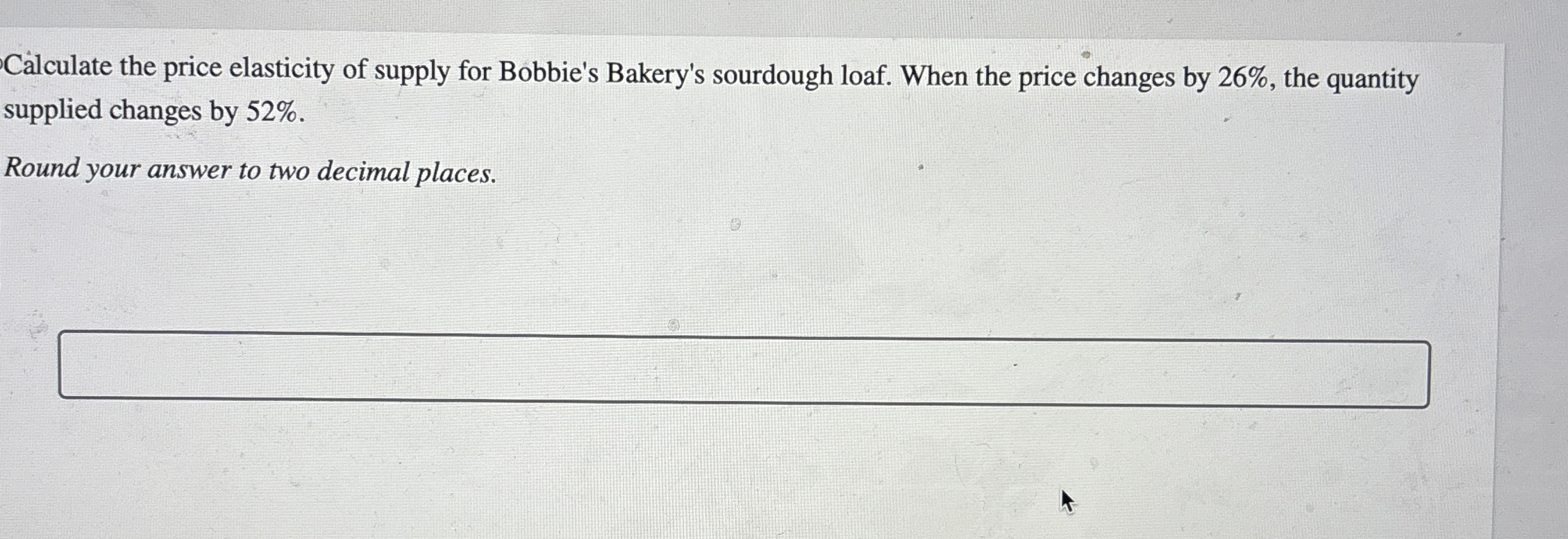 Calculate the price elasticity of supply for Bobbie's