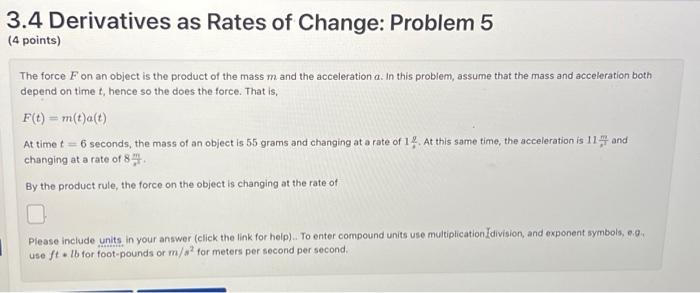 Solved 3.4 Derivatives as Rates of Change: Problem 5 (4 | Chegg.com