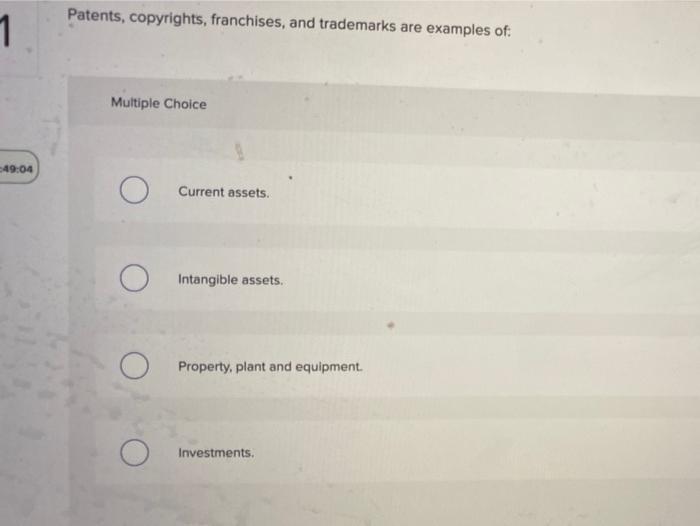 Solved Patents, copyrights, franchises, and trademarks are