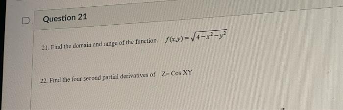 Solved 21. Find the domain and range of the function. | Chegg.com