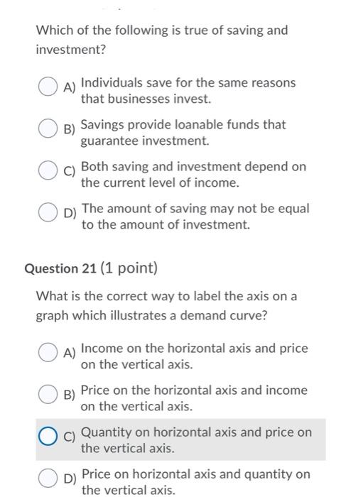 Solved Which of the following is true of saving and | Chegg.com