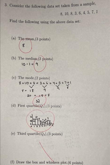 Solved 3. Consider the following data set taken from a | Chegg.com