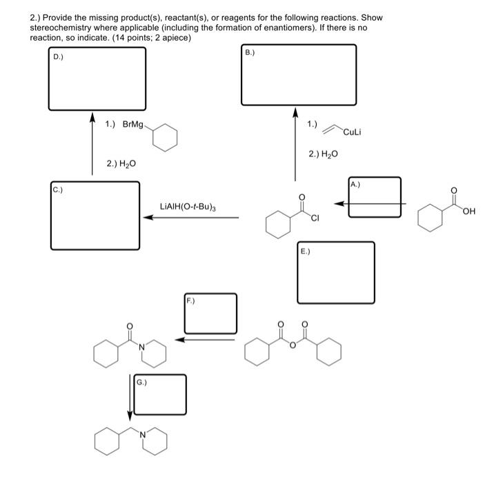 Solved 2.) Provide the missing product(s), reactant(s), or | Chegg.com