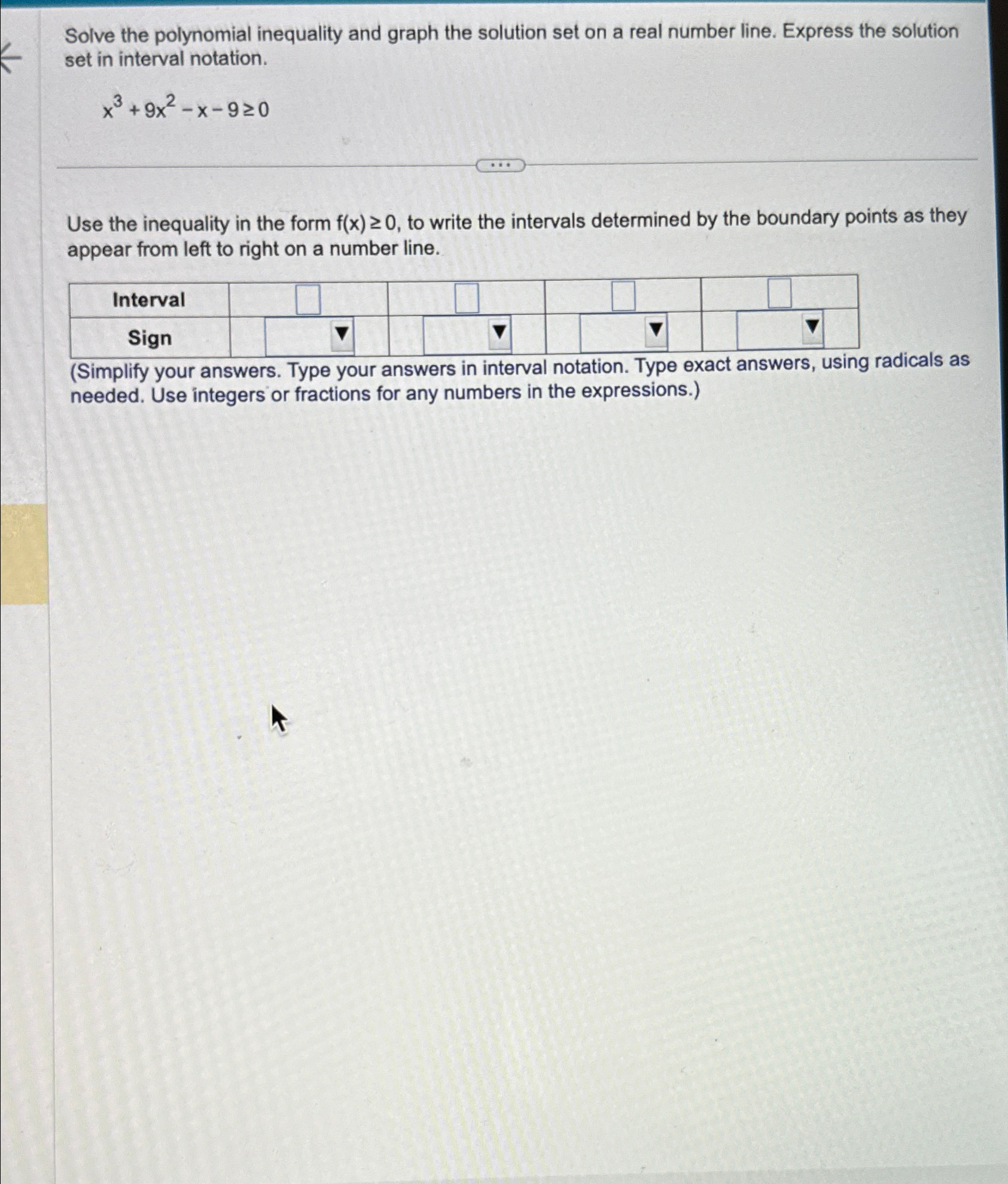 Solved Solve the polynomial inequality and graph the | Chegg.com