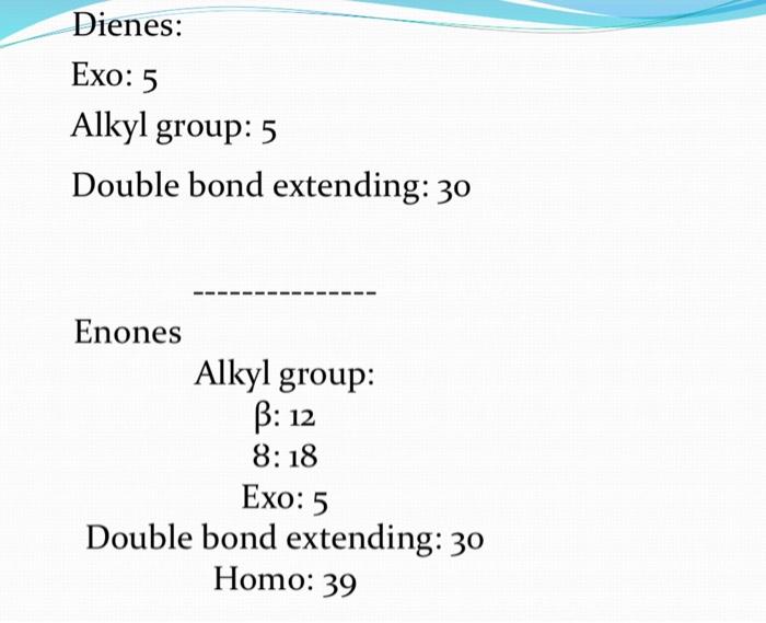 Dienes: ExO: 5 Alkyl group: 5 Double bond extending: | Chegg.com
