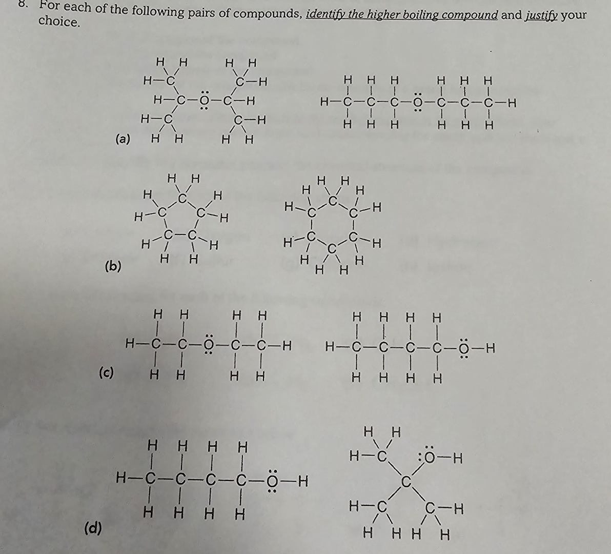 Solved For each of the following pairs of compounds, | Chegg.com