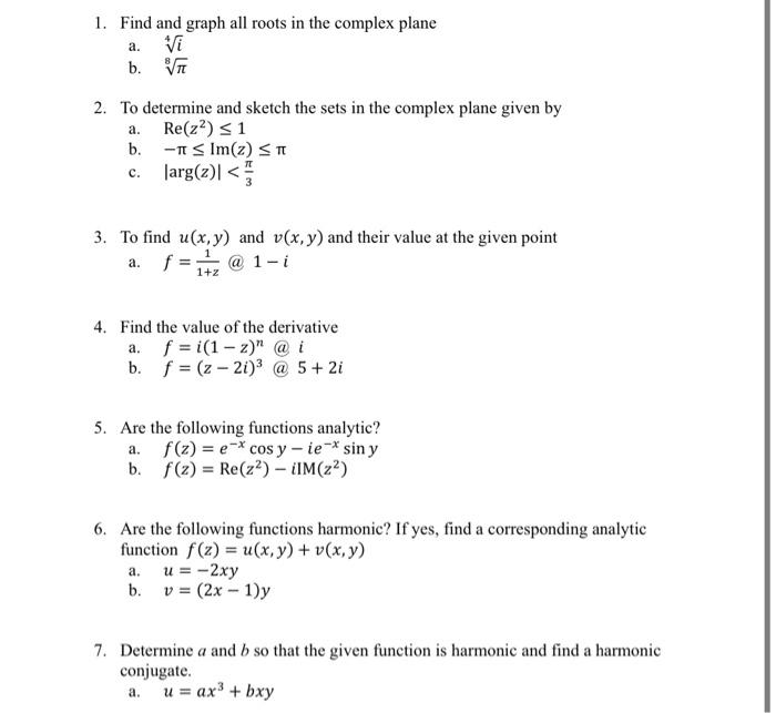 Solved a. 1. Find and graph all roots in the complex plane | Chegg.com