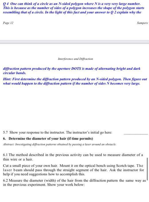 PHY 222 Lab 10 Interference and Diffraction Patterns | Chegg.com