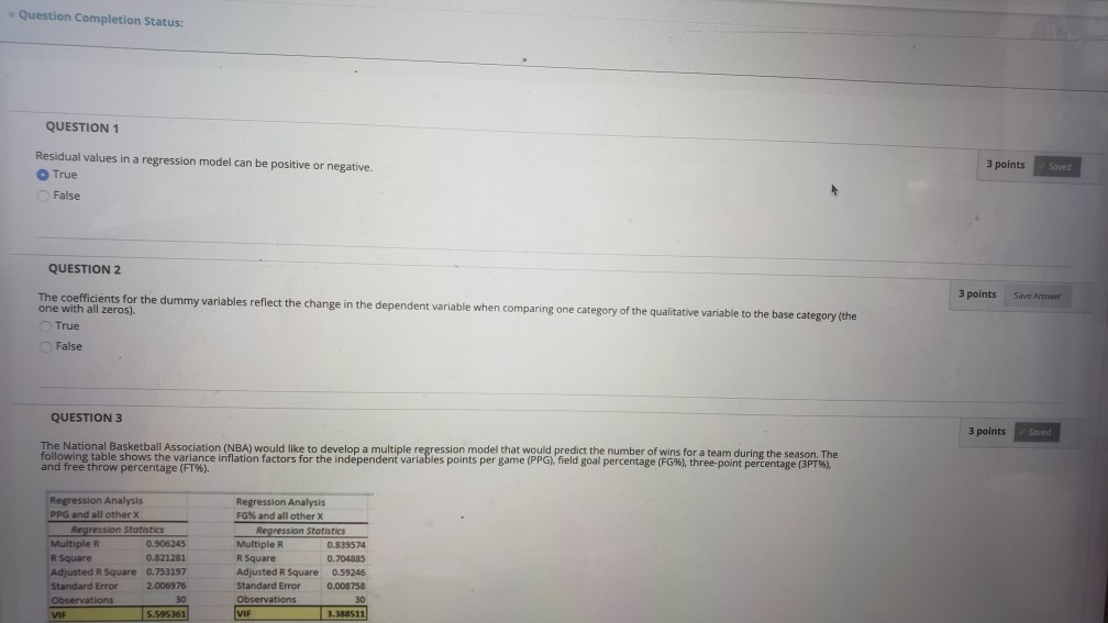 Solved QUESTION 8 The test statistic for testing the | Chegg.com